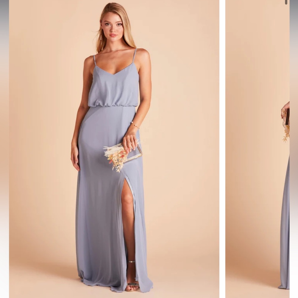 Birdy grey Gwennie dress in dusty blue chiffon size XS hemmed to 5’3” with heels